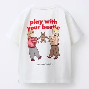 Zara Kids Bestie White Tee with Playful Graphic